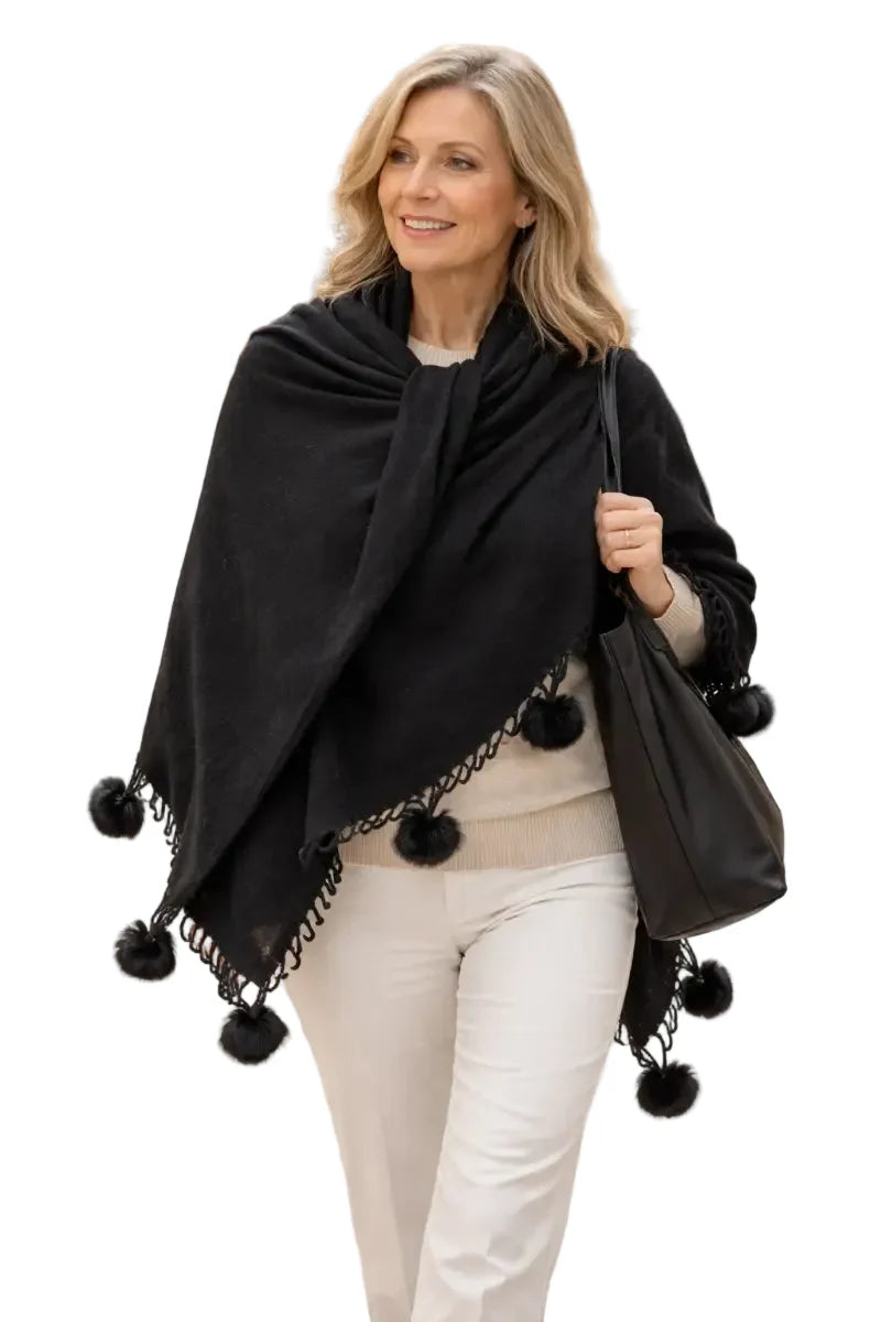 Pom Pom Scarf Shawl