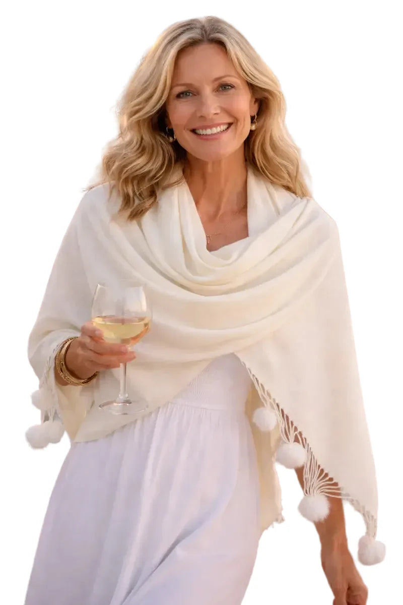 Pom Pom Scarf Shawl