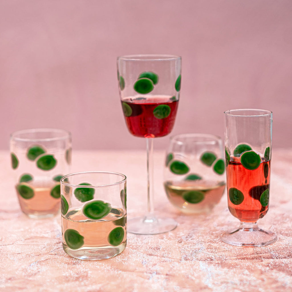 Drop Green Champagne Glass